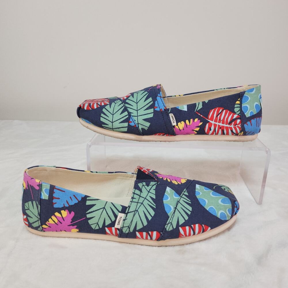 Tropical Hawaiian Flats Womens 7 Botanical Monstera Coastal Slip Ons Island Girl